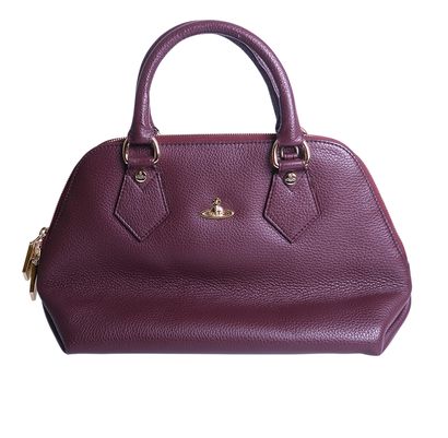 Balmoral Dome Tote, &pound;150, Handbags, Purple, Leather, Front view